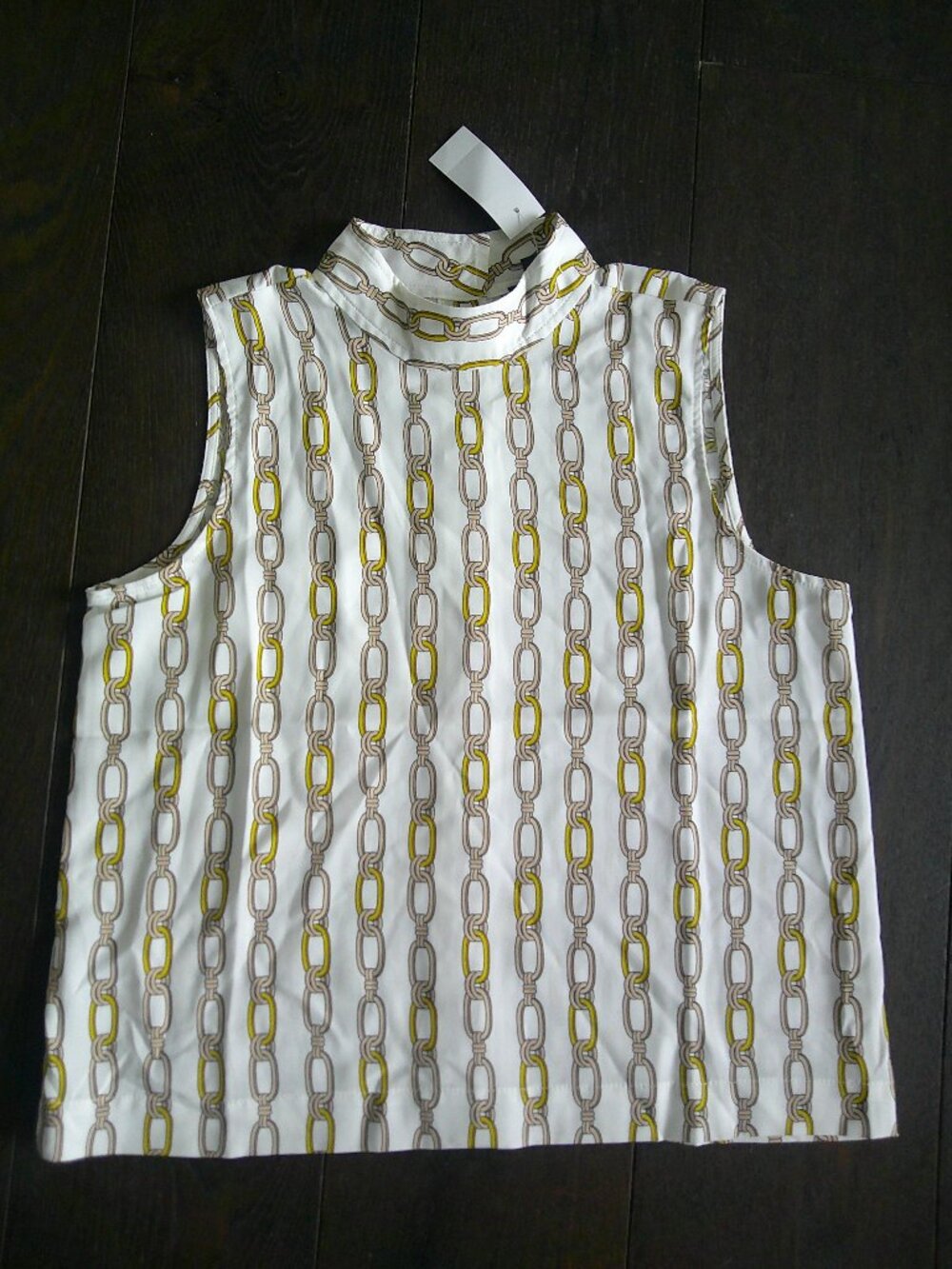NWT Ann Taylor Silver & Gold Chain Button Up Shirt